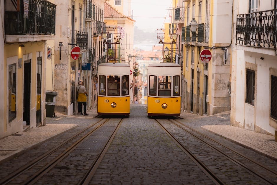 lisbon historic tram hills